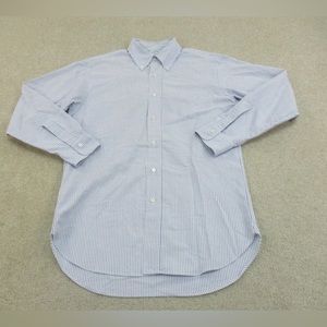 Brooks Brothers Blue University Stripe Oxford Button Down, 15.5 x 34 Milano Fit